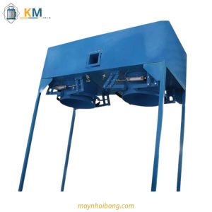 2 đầu thổi gòn vào bao với hệ thống cố định miệng túi chắc chắn